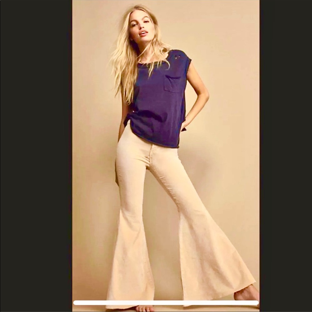 RARE Free People Just Float on Velvet flare Jeans pants